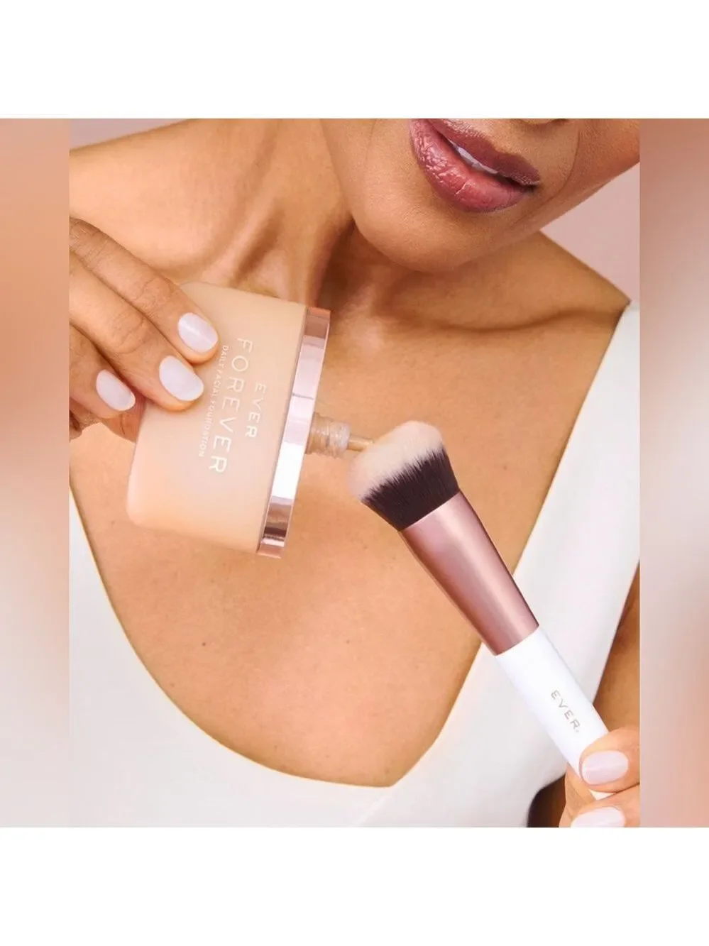 Ever Face 2 Foundation Brush vegan cruelty free synthetic bristles new in bag